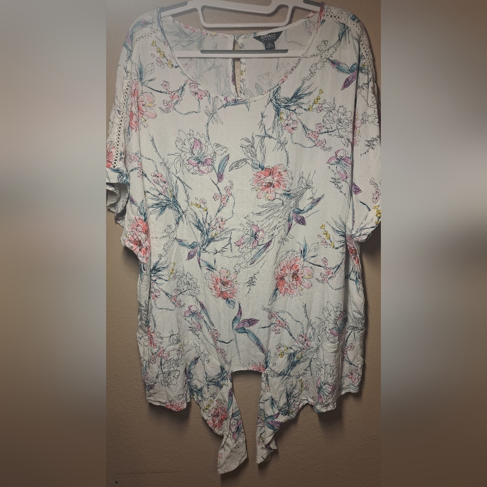 Buffalo David Bitton Floral Blouse - Pink and White